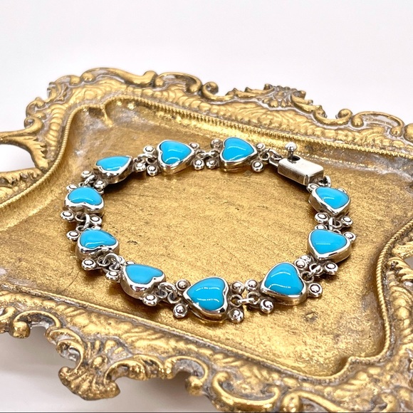 Jewelry - Vintage Sterling Silver Blue Stone Bracelet